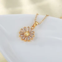 fashion crystal zircon daisy pendant necklace female copper true gold color chain collar necklace 2021 trendy jewelry gift girl