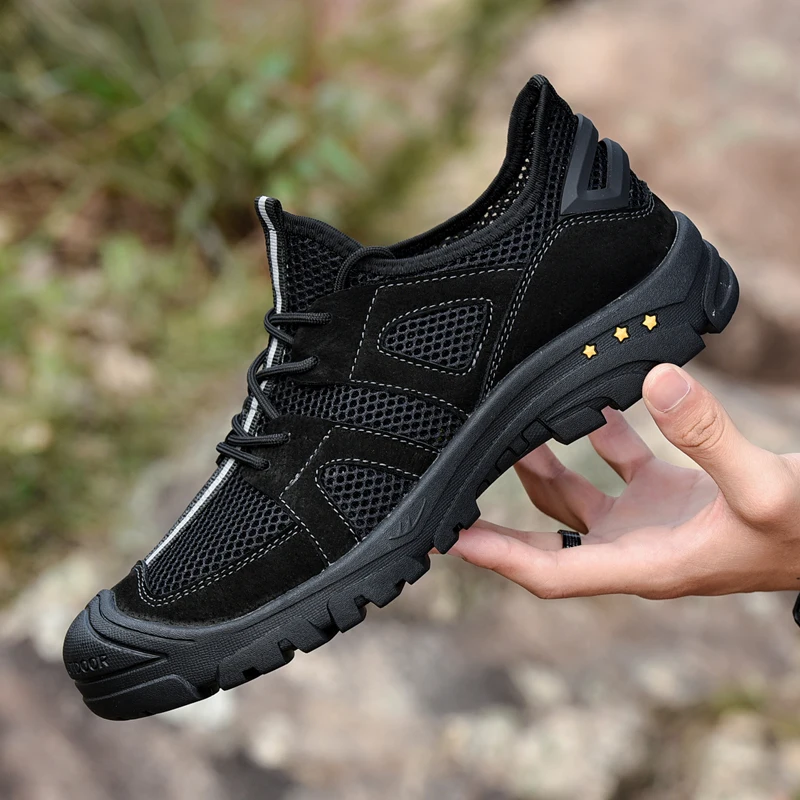 

Brand Men Breathable Hiking Shoes Mens Casual Shoes Comfortable Breathable Mesh Sneakers High Quality Outdoor Handmade Footwear
