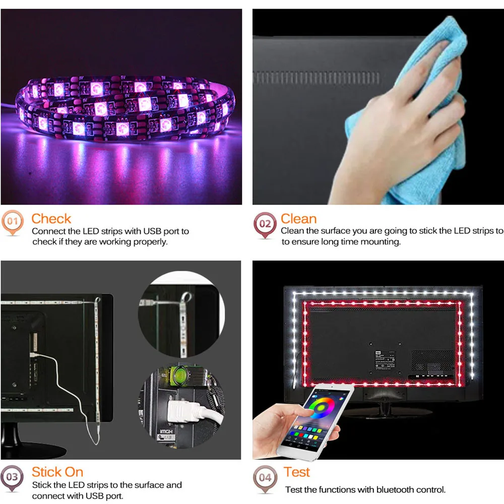 Светодиодная подсветка под шкаф RGB USB Светодиодная лента кухонный шкаф ночной Светильник s RF пульт дистанционного управления для домашнего гардероба светодиодный Диодная лента DC 5V