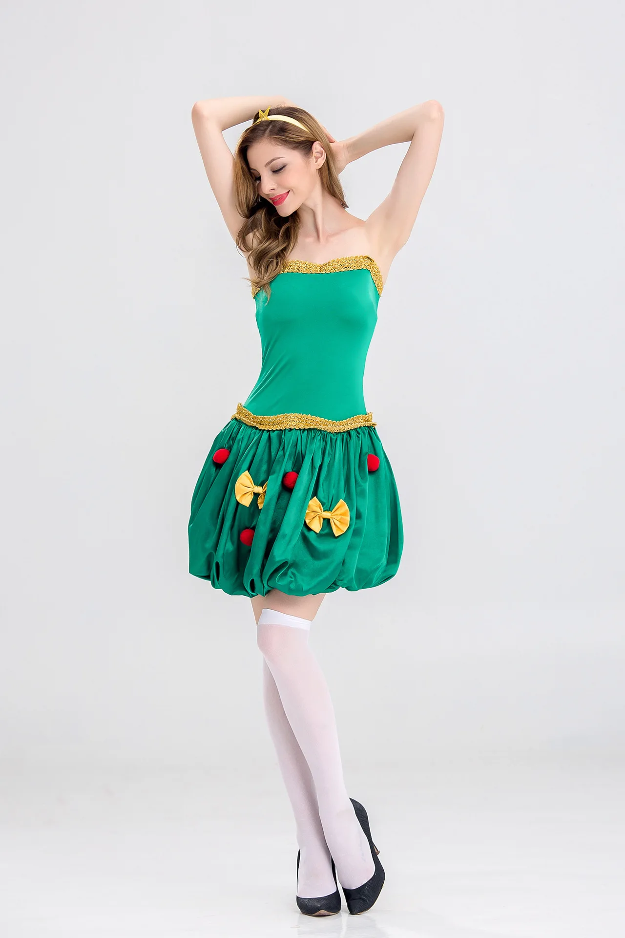 Рождественский костюм для косплея женское платье вечерние зеленое торта