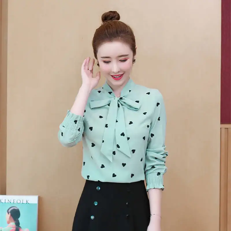 Женская шифоновая блузка с длинным рукавом и бантом элегантные топы большого