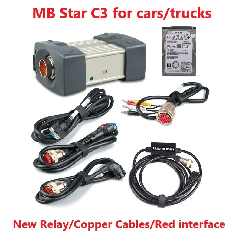 12 В/24 В MB Star C3 с 5 кабелями инструмент для диагностики автомобиля без HDD mb star c3