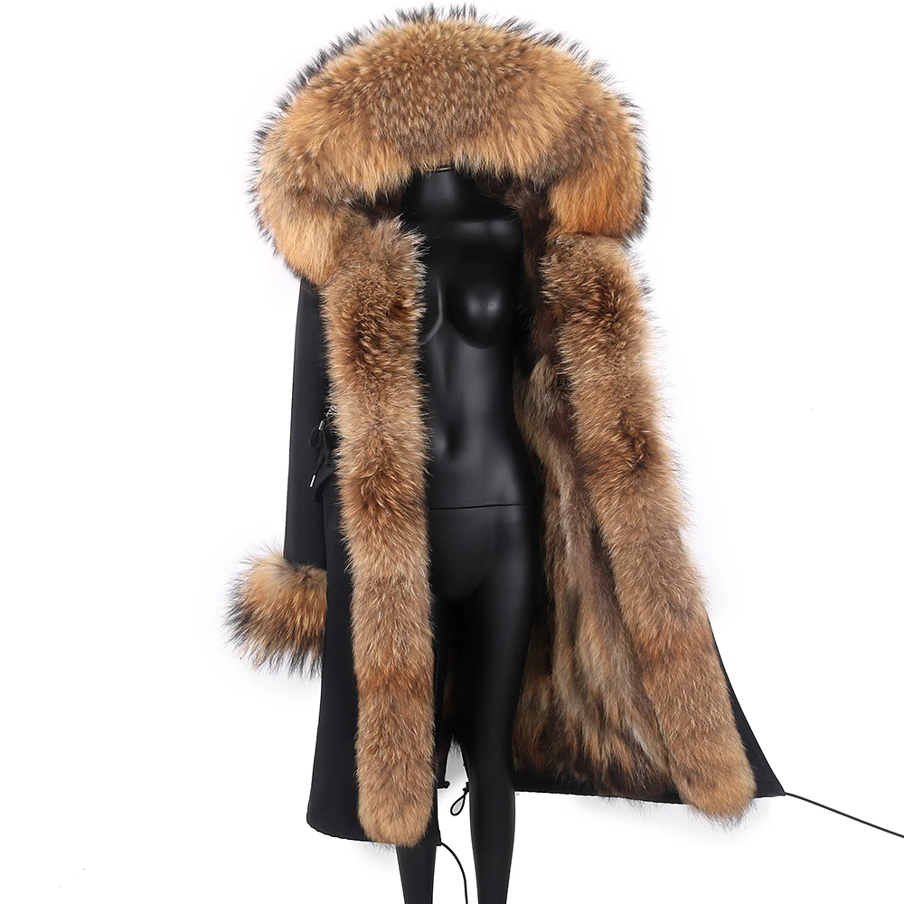 Winter Quality Brand Real Fur Coat for Women Extra Long Natural Fur Jacket Fashion Stylish Streetwear Parkas Oversize Outerwear