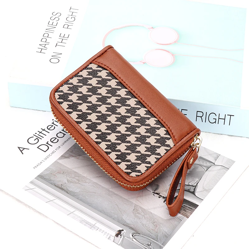 

Card case female driver's license organ card case fashion houndstooth short wallet all-in-one bag multi-card slot large capacity