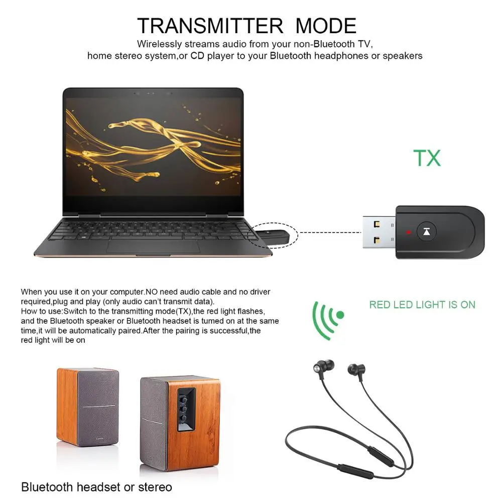 Bluetooth 5 0 аудио приемник передатчик 3 в 1 Мини мм разъем AUX USB стерео музыка