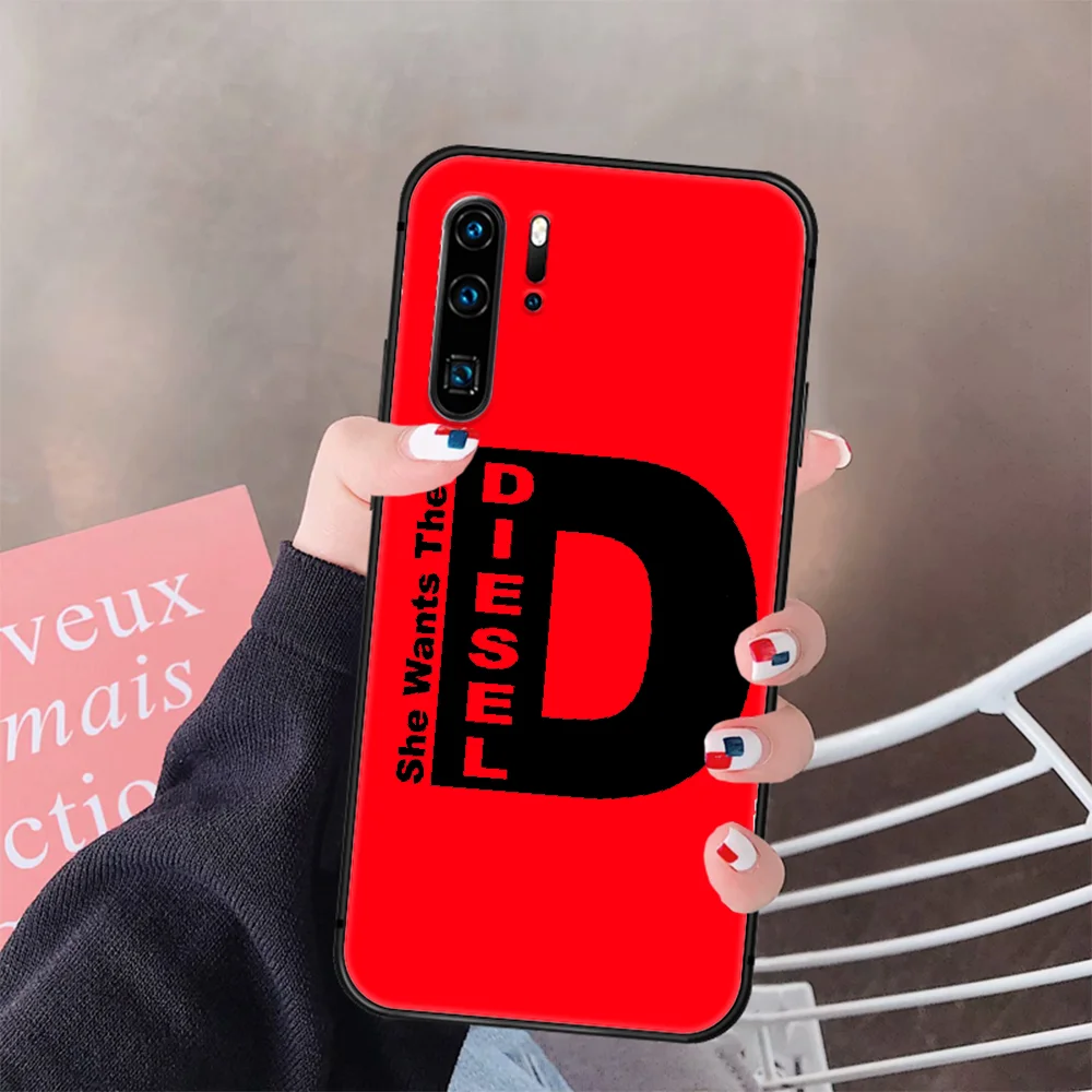 

Luxury Brand DIESEL Phone Case Cover Hull For Huawei P8 P9 P10 P20 P30 P40 Lite Pro Plus Smart Z 2019 black Coque Luxury Bumper
