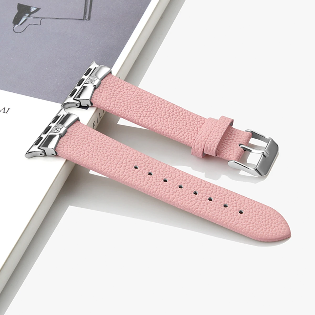

Pop Leather +Metal Diamond Strap For Apple Watch 44mm 42mm 40mm 38mm Replacement Bracelet Wristband For Iwatch 6 5 4 3 2 SE Band