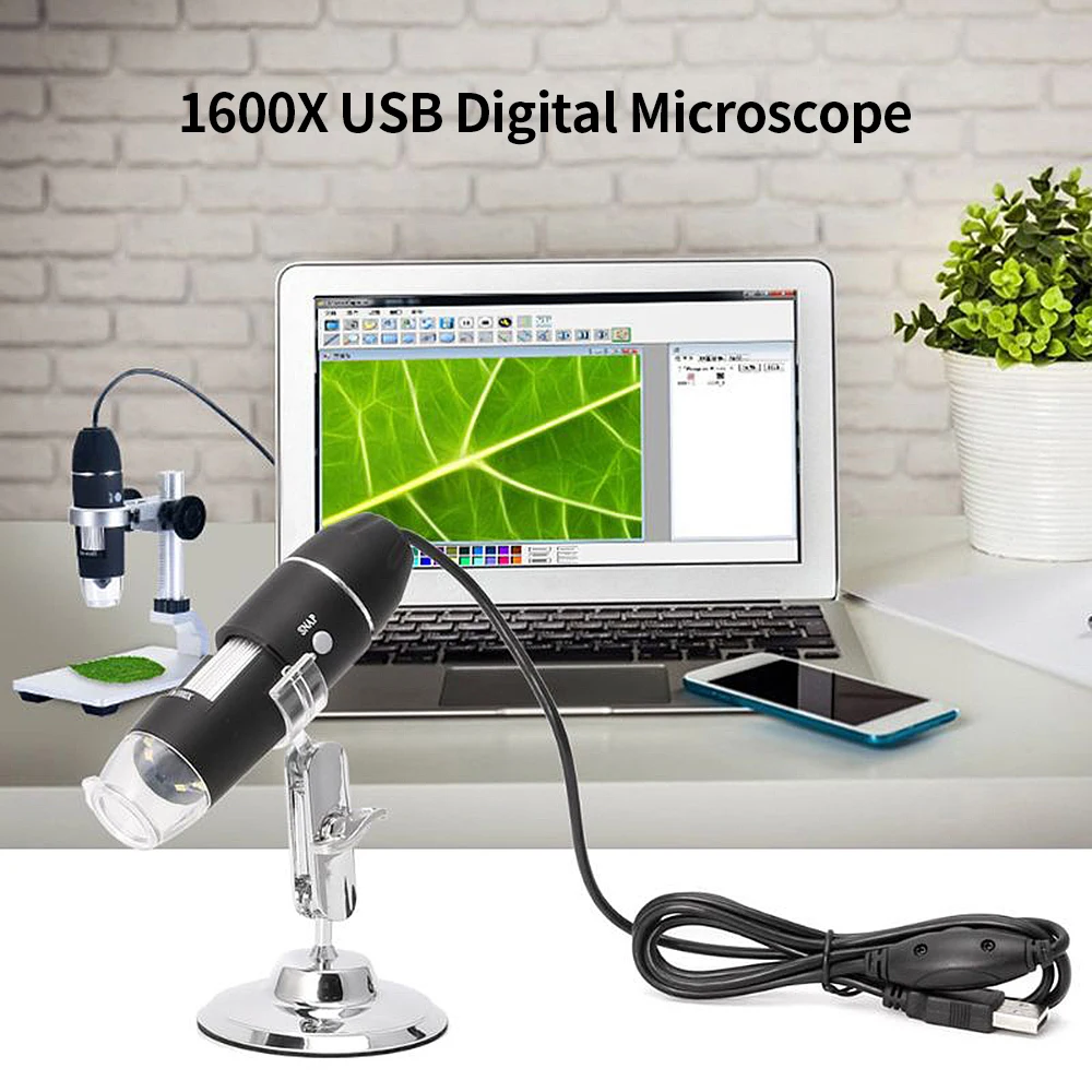 Цифровой портативный USB микроскоп с увеличением 1600 красветодиодный 8