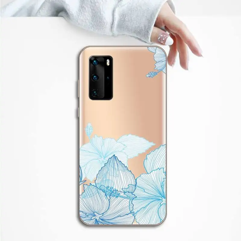 

Watercolor flowers leaves Phone Case Transparent for Huawei P20 P30 P40 honor 8 10i P smart 2019 Samsung A71 A21S S10 20 plus