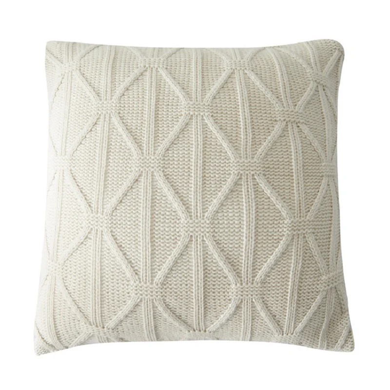 

New Double-sided Soft Plaid Plait Knit Cushion Cover Vintage Ivory Grey Pink Pillow Case 45cm*45cm Home Decoration Nordic