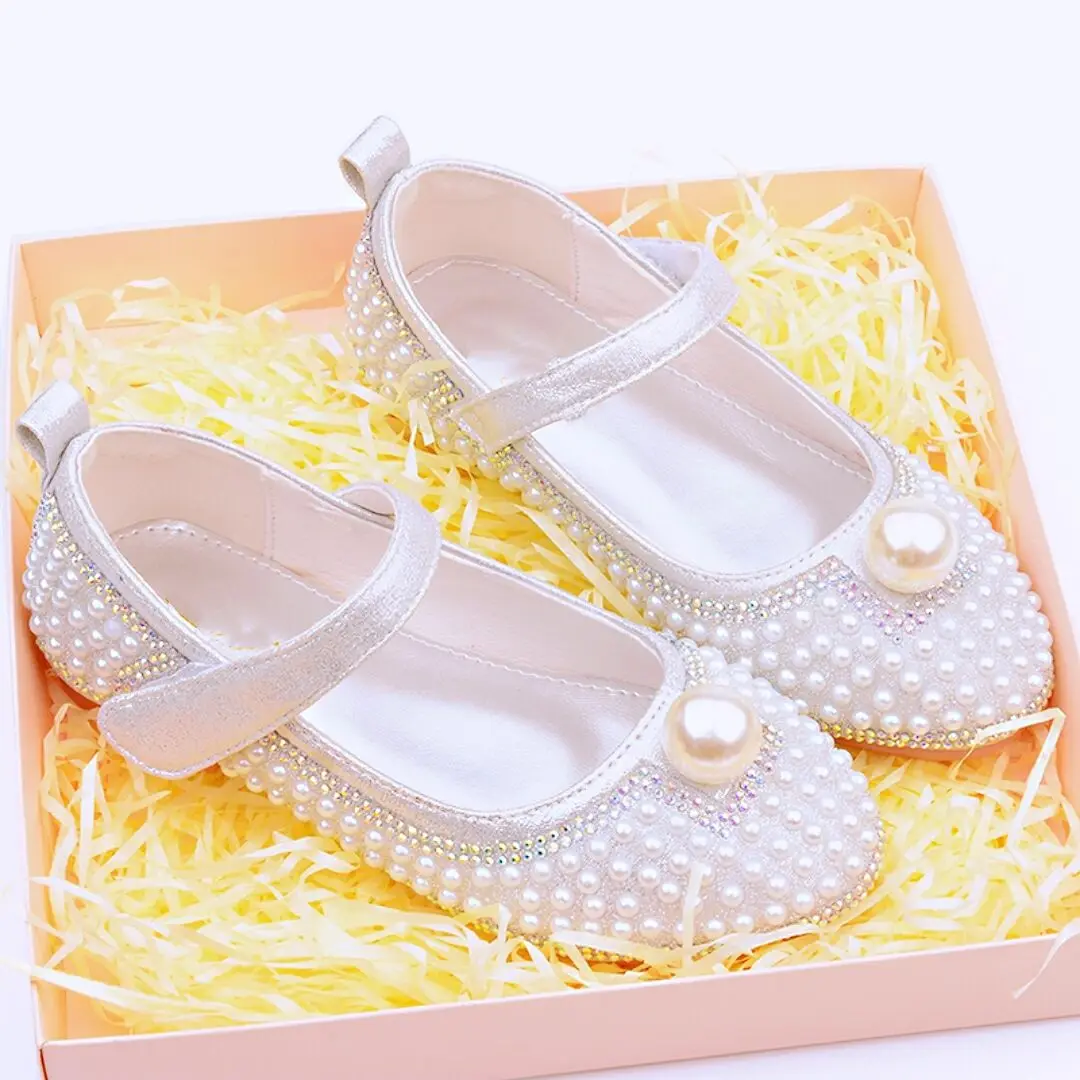 

Туфли для девочек, туфли принцессы с жемчугом, костюмы, твидовые Детские Туфли Мэри Джейн, клетчатые Нескользящие туфли из бисера для малыше...