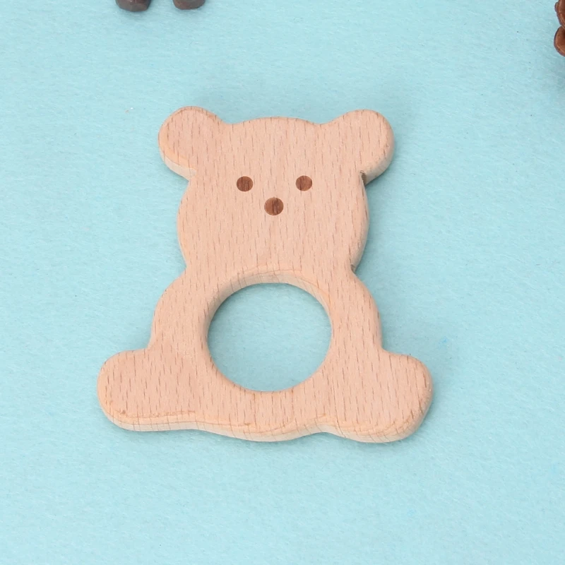 Handmade Baby Teethers Mom Feeding Natural Beech Wooden Teether Baby Chew Toy 24BE