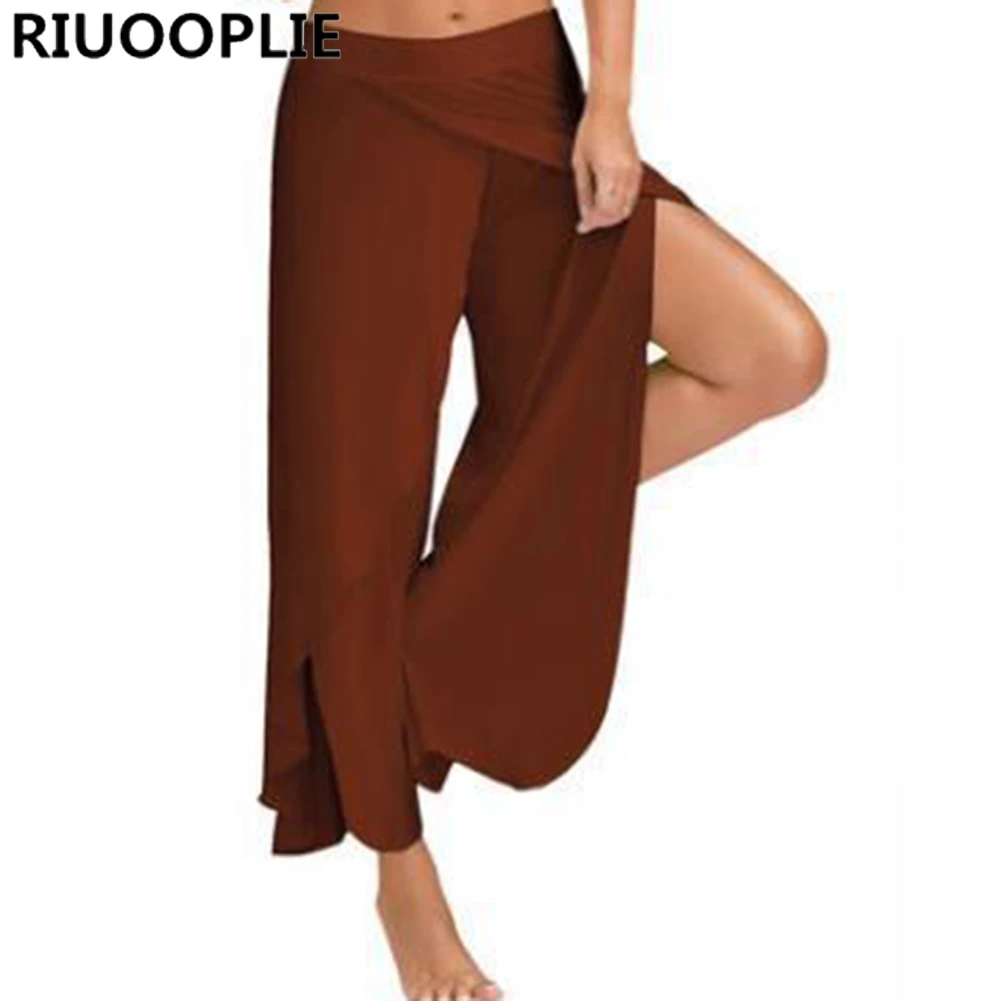 RIUOOPLIE модная женская юбка с разрезом штаны для фитнеса йоги дышащие спортивные