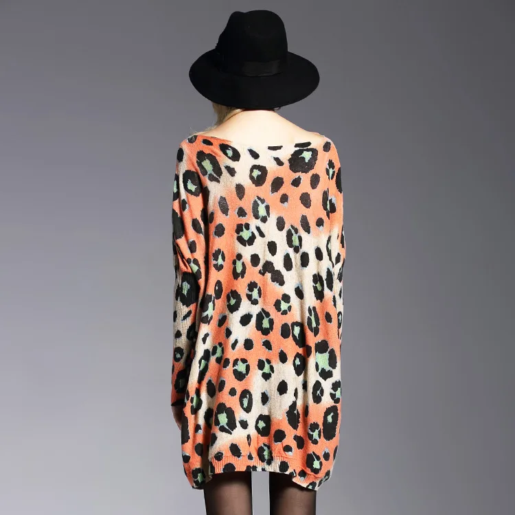 ZYFPGS 2019 Leopard Sweater Long Pullover Cashmere women Fashion Loose Elasticity Harajuku Irregular Pattern Printing | Женская одежда