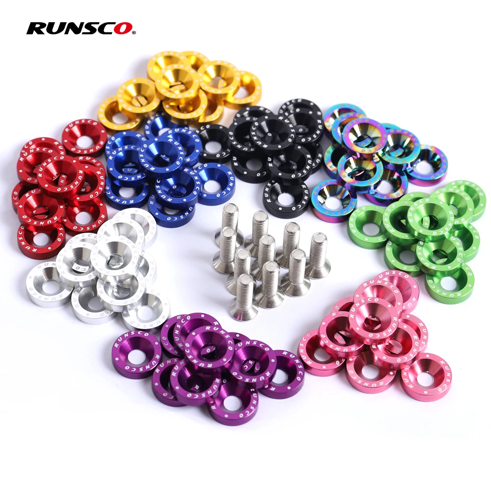 Aluminum M6 Fender Washers and Bolt License Plate Frame Washer Bolts For Honda Nissan Bmw 10Pcs/Pack | Автомобили и мотоциклы