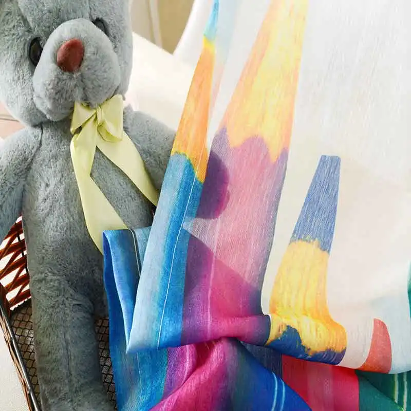 Красочные шторы с принтом карандаша в виде стержня прозрачная вуаль Детские