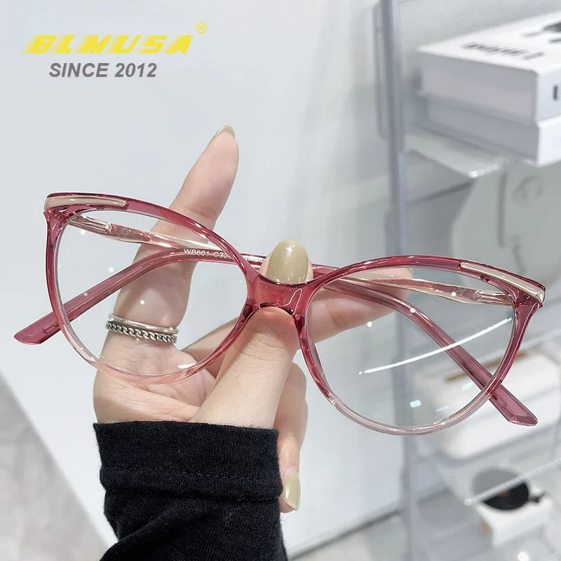 

BLMUSA New TR90 Fashion Anti Blue Light Optical Glasses Plastic Titanium Computer Glasses Fashion Cat Eye Hot Selling Eyeglasses