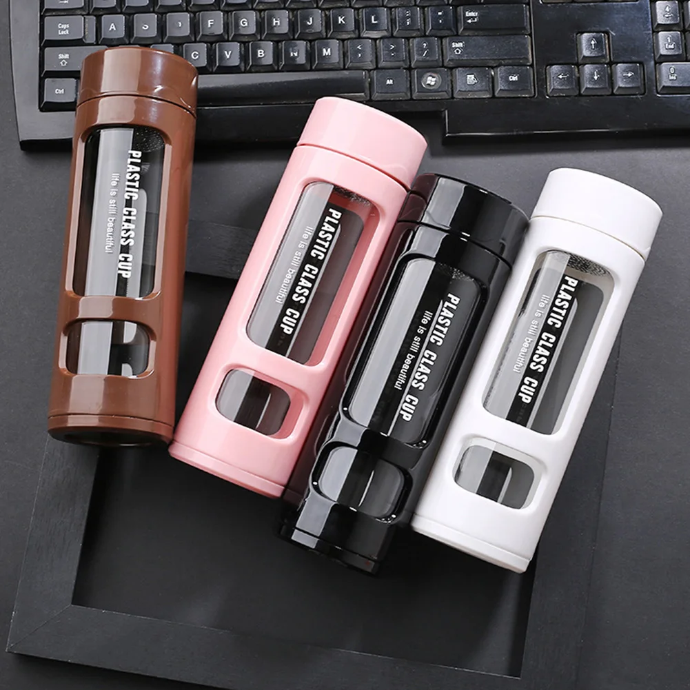 400 мл портативная двухслойная прозрачная стеклянная бутылка для воды с чаем