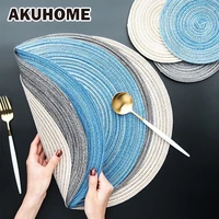cotton and linen rope weave round mat table heat insulation pad non slip pot saucer bowl manual pad akuhome