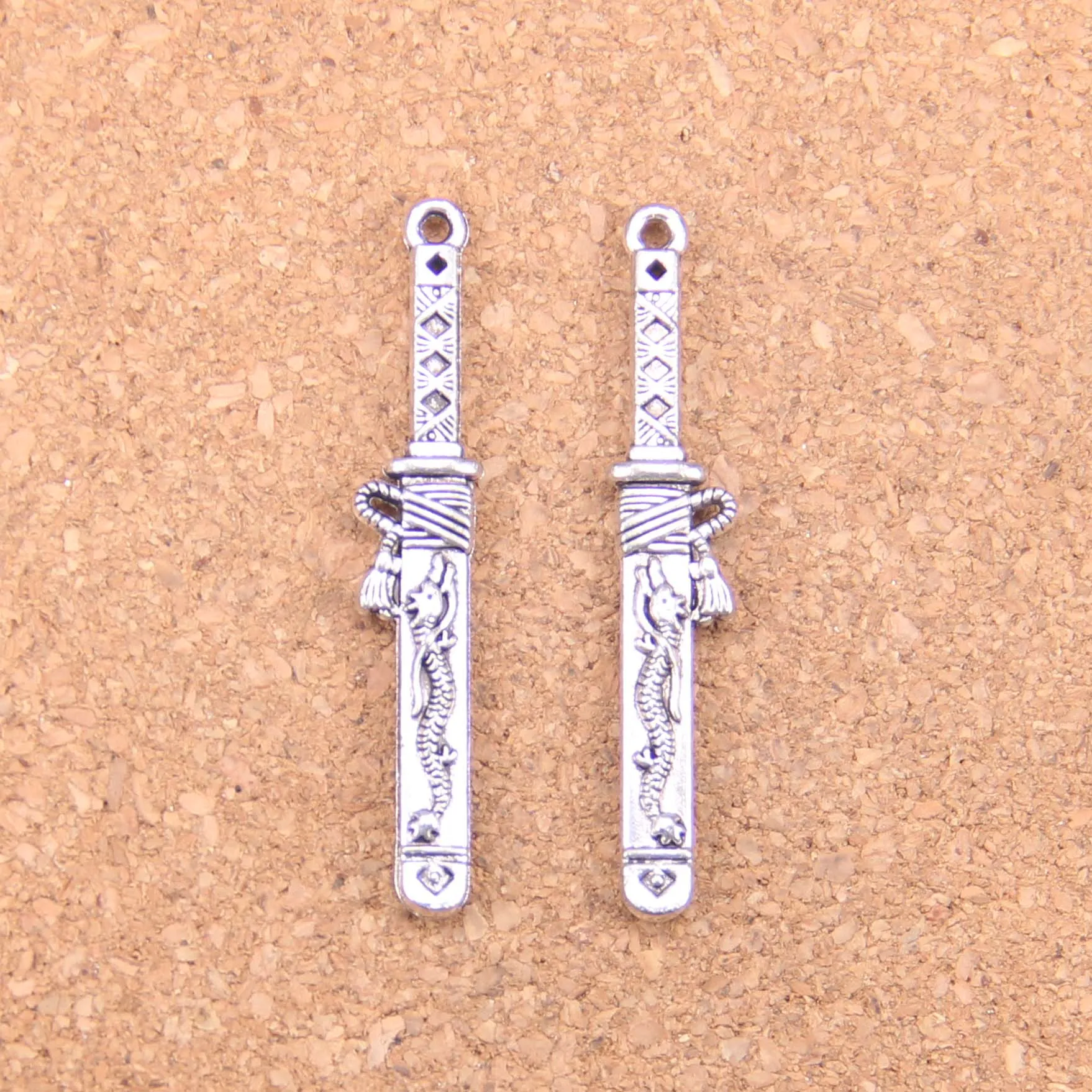 10 шт. самурайский меч в ножнах 44x8 мм старинные подвески Винтажные Ювелирные