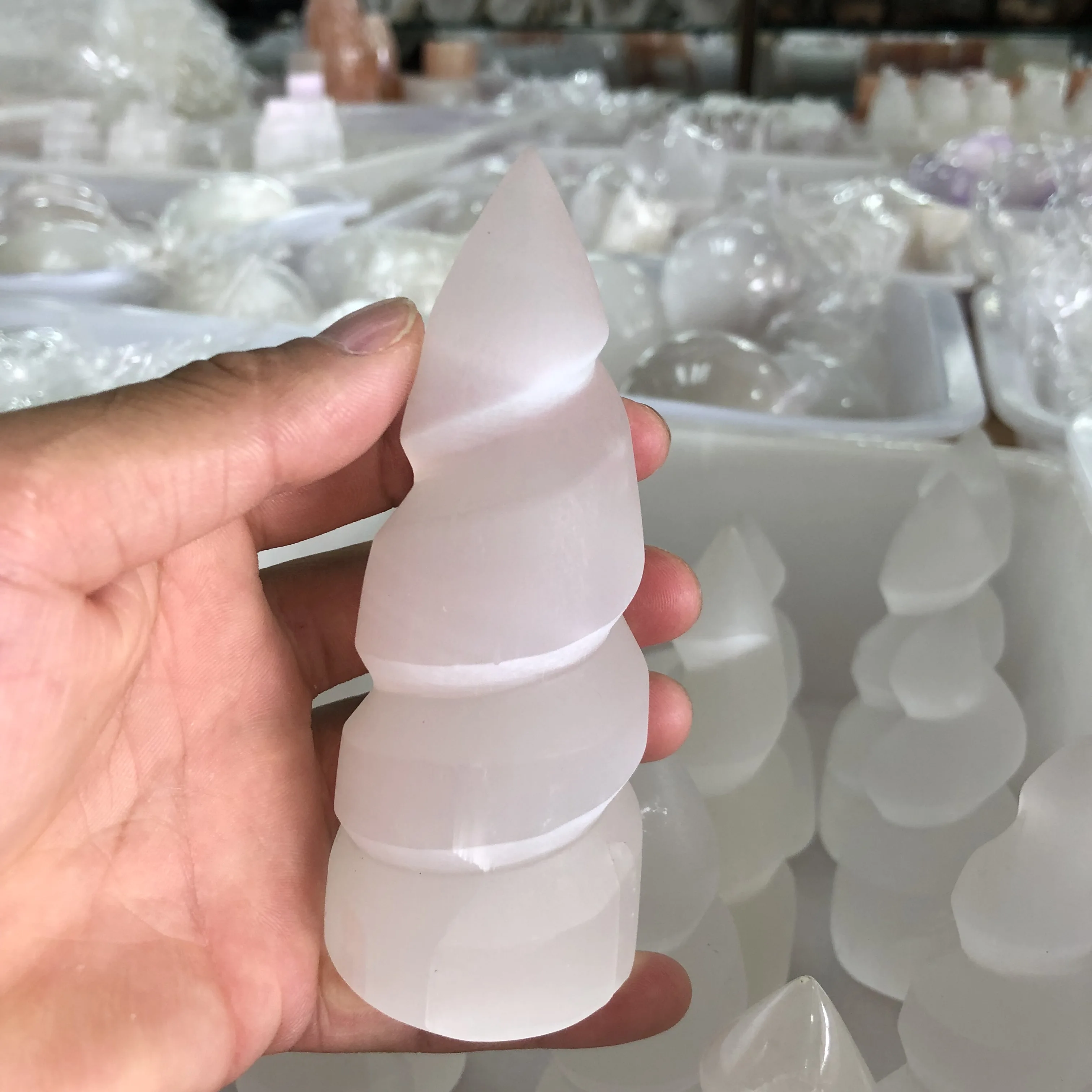 Бревна Vara Gesso selenito de cresstal Cura Varinha Massagem Espiral Polido Limpar 10 см|Камни| |