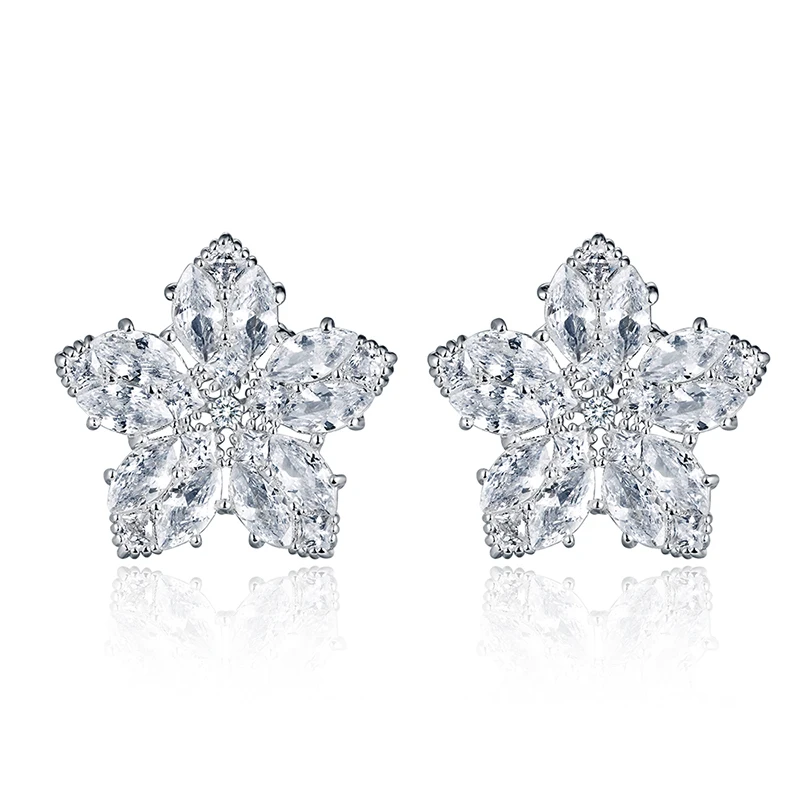 Новинка пятиконечная звезда циркониевые серьги маленькие звезды женские