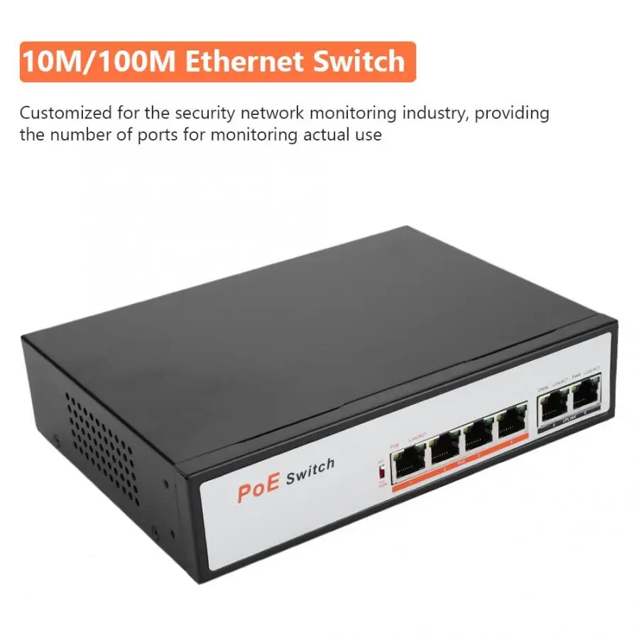 Встроенный 100MB PoE 6 Порты и разъёмы переключатель 6-Порты 10 м/100 м коммутатор для IP
