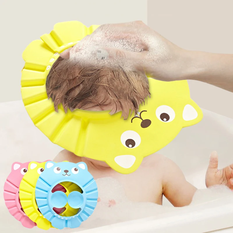 Gorro ajustable para Baby Shower, champú para niños pequeños, gorro de baño, lavado de cabeza, visera protectora para el cuidado del bebé, 1 ud.