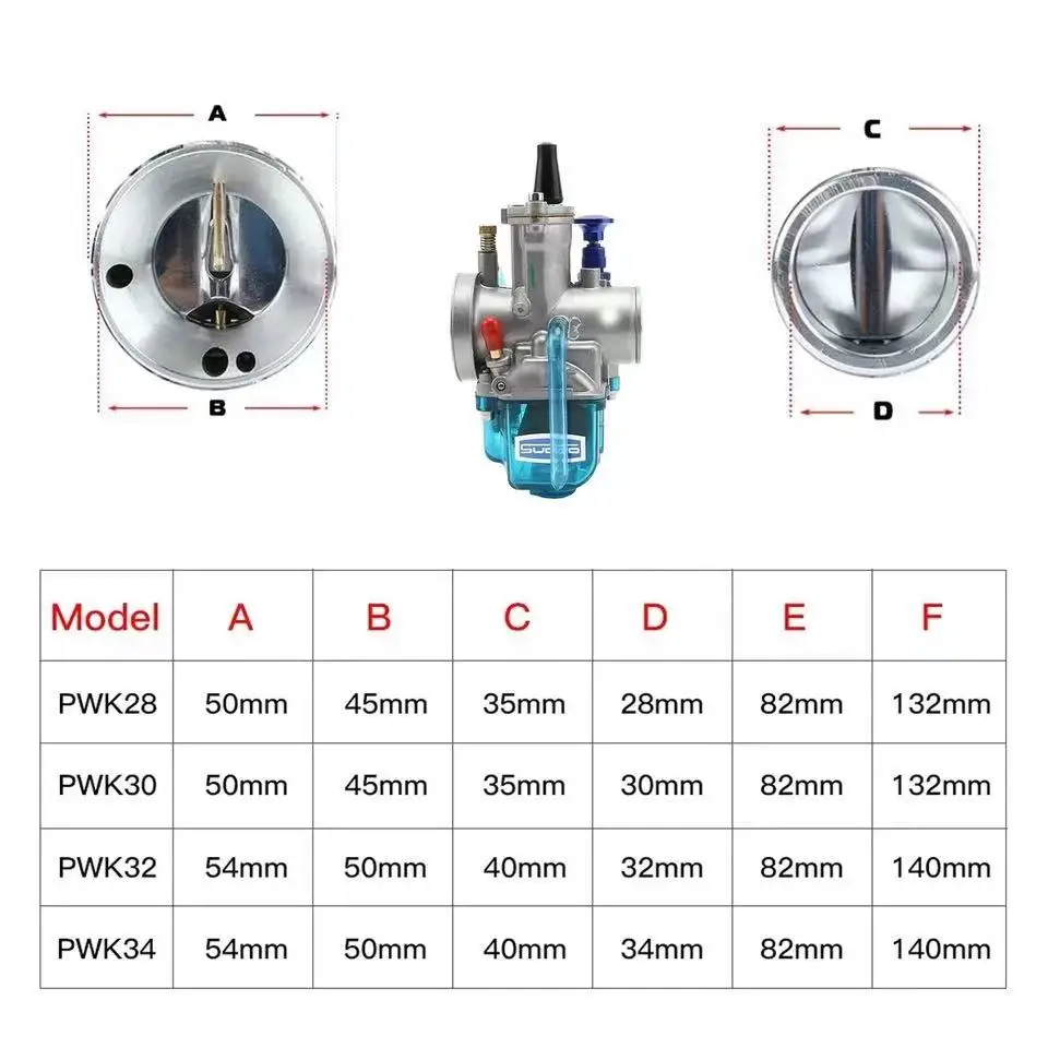 

Motorcycle Carburetor PWK 28 30 32 34mm Carb For Koso OKO 2T 4T Blue Transparent Cover Bowl with Power Jet Scooters Dirt Bike