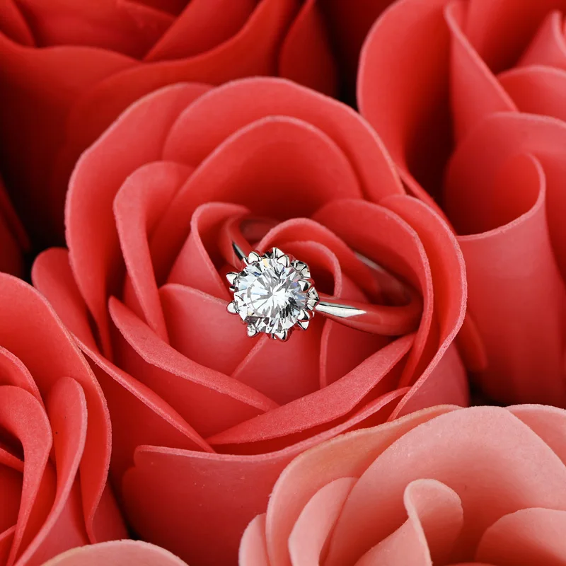 

Knobspin 100% 925 Sterling Silver 1 Carat D Color High Carbon Diamond Love For Women Rings Fine Jewelry Proposal Wedding Gifts