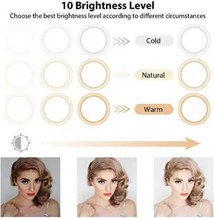 Светодиодный кольцевой светильник для фотосъемки 10 дюймов диммируемая
