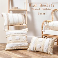 tassel linen cushion covers for living room nordic decorative luxury pillow cover for bed sofa home decor tuft pillowcase 40x40