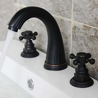 oil rubbed bronze widespread deck mounted tub 3 holes dual cross handle kitchen bathroom tub sink basin faucet mixer tap mnf281