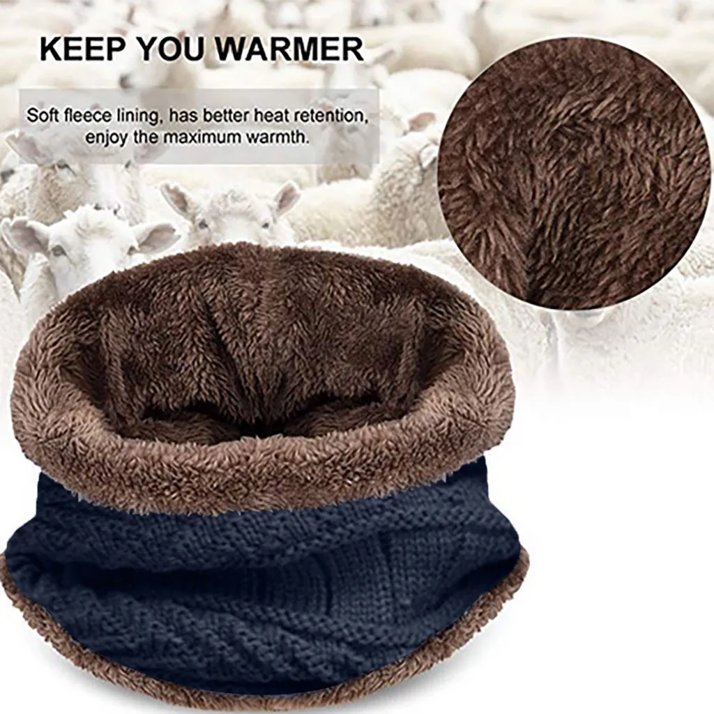 

Men Warm Beanie Winter Thicken Hat And Scarf Two-piece Knit Windproof Cap Winter Accessories For Male Bonnet Garcon Hiver