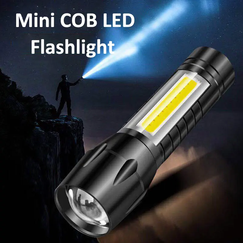 

Портативный Миниатюрный светодиодный фонарик COB Led XP-G Q5, ффонарь с фокусировкой, водонепроницаемый тактический фонарик, уличный фонарик для...