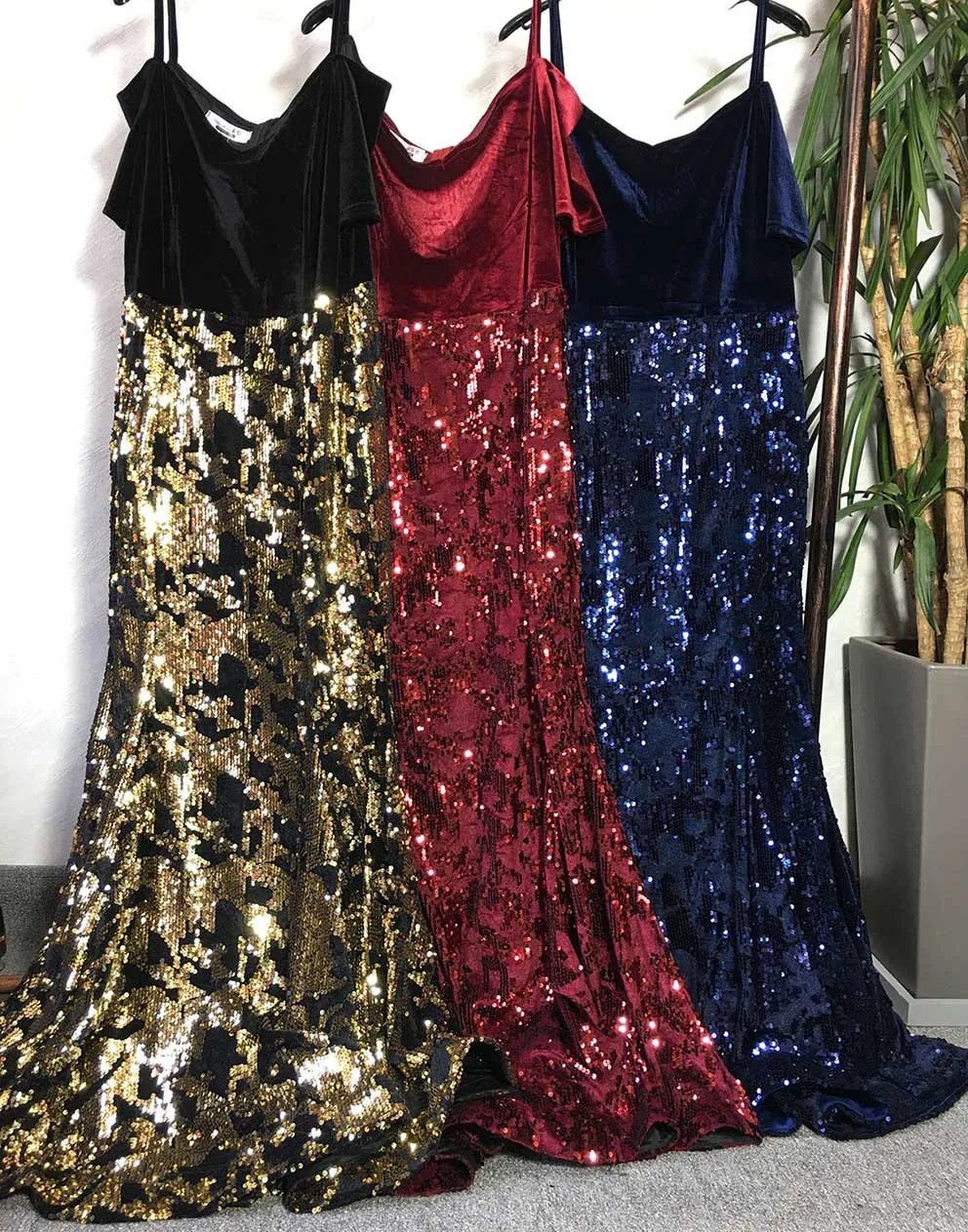 

New Style Fashion Party African Clothing Weight 0.85KG High Quality Flannelette Fabric Sequins Long Dress Size L XL XXL