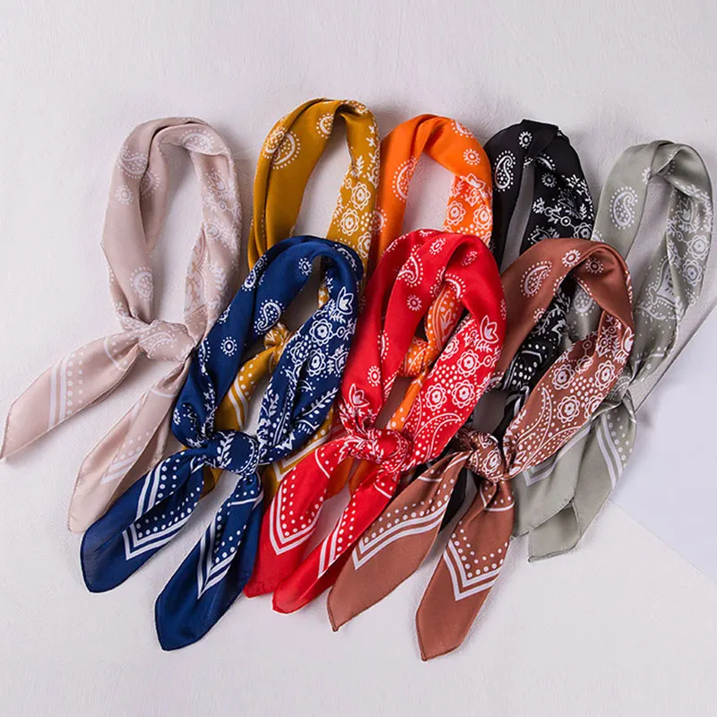 Женская Маленькая шаль 70*70 см женский Шелковый атласный шарф для волос повязка на