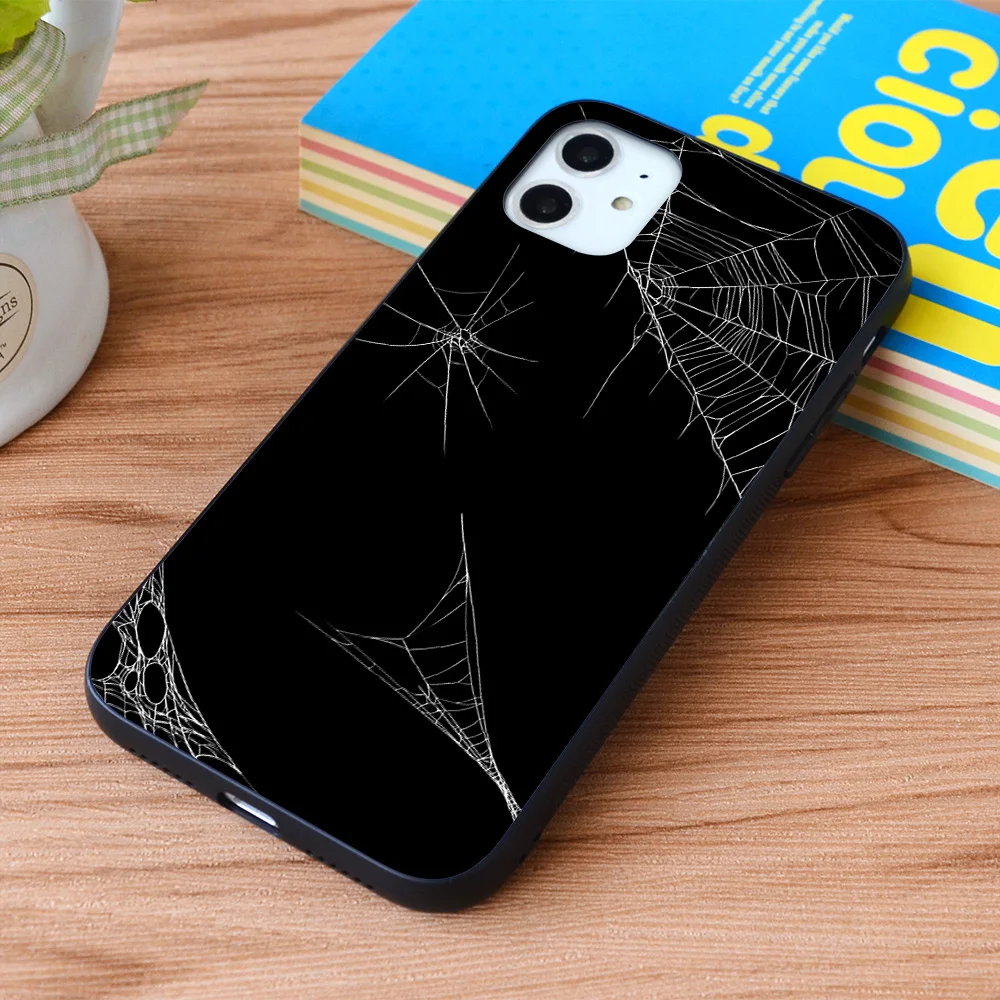 

For iPhone Black and white spider web Soft TPU border Apple iPhone Case