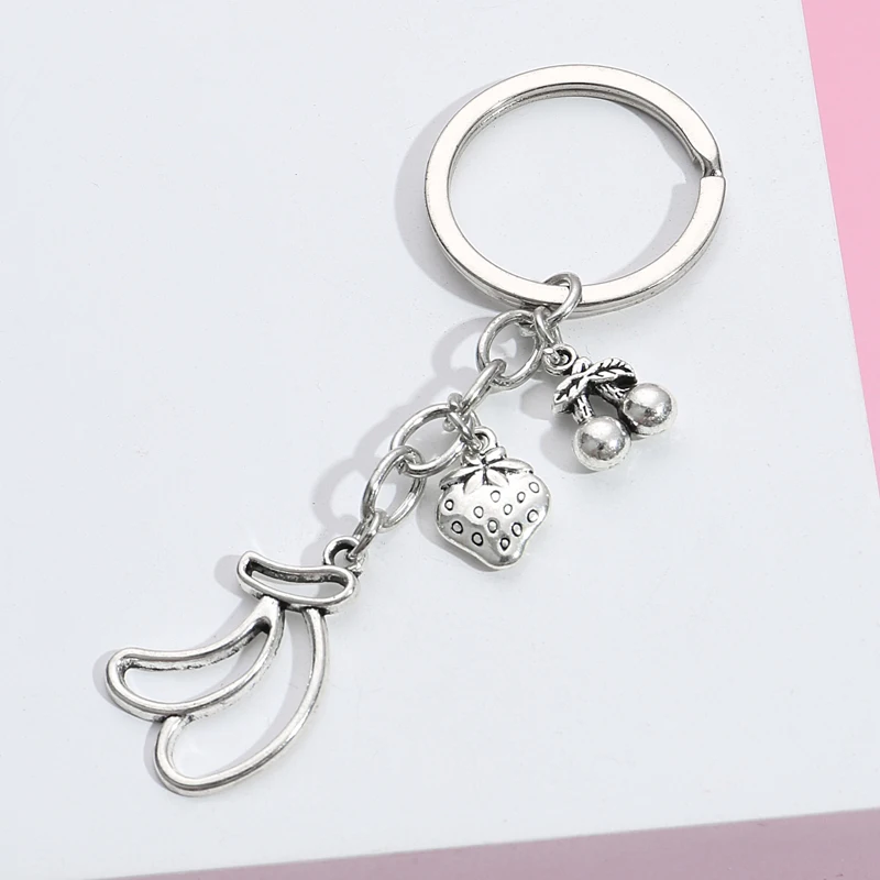 Брелок для ключей с фруктами виноградом бананом клубникой вишней | Украшения и