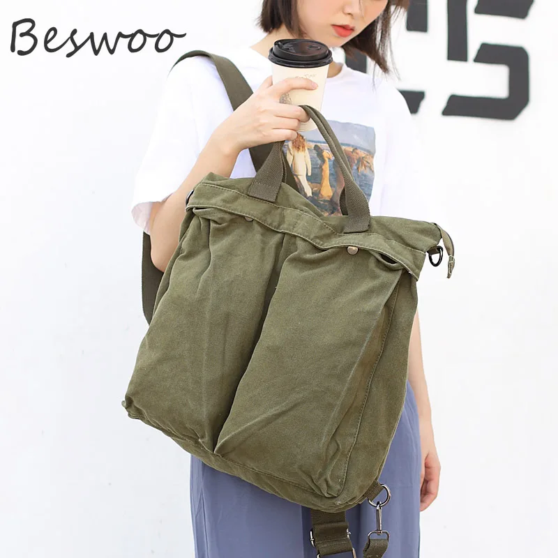 

Women's Backpack Vintage Large Capacity Backpacks Simple Canvas Handbags Fashion Shoulder Bag Rucksack Female Crossbody Bags New