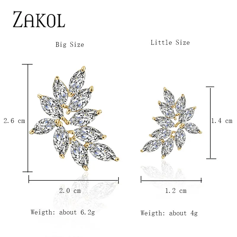 ZAKOL модные AAA кубический циркон цветок Форма серьги гвоздики для женщин