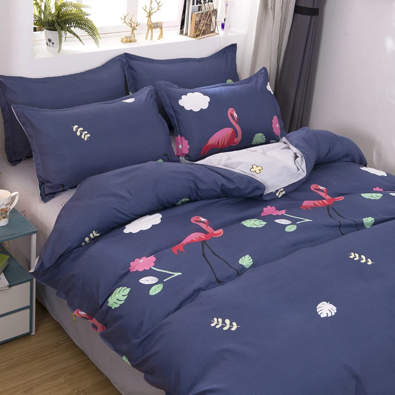 

Flamingo Under the Clouds Bedding Set Simple Duvet Cover Set Pillowcase Home Textile 2/3pcs Bed Linen King Queen Size Dropship