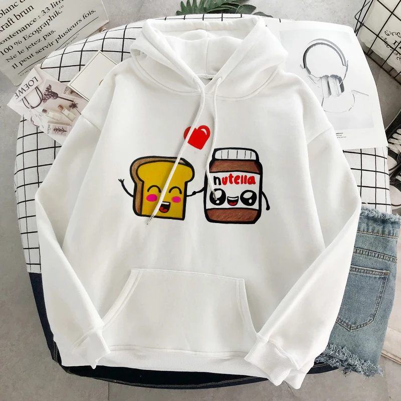 

Kawaii Nutella Hoodie Harajuku Funny Hoodies Korean Vintage Winter Kawaii Sweatshirt 2021 Women Long Sleeve Clothes Streetwear