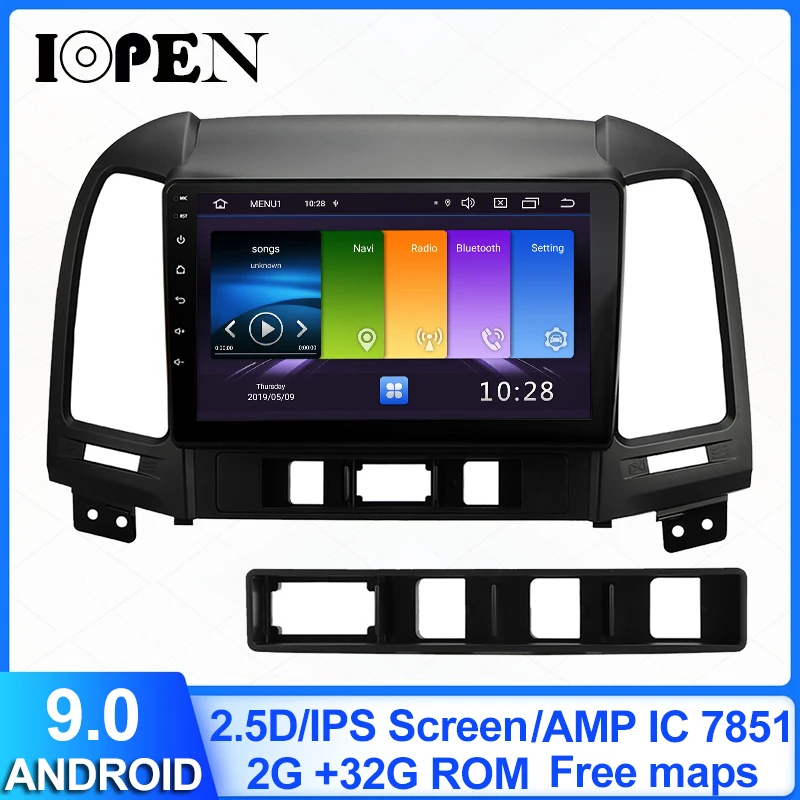 IOPEN 2.5D IPS android9.0 для Hyundai Santa Fe 2 2006 2012 автомобильный Радио Мультимедийный видео