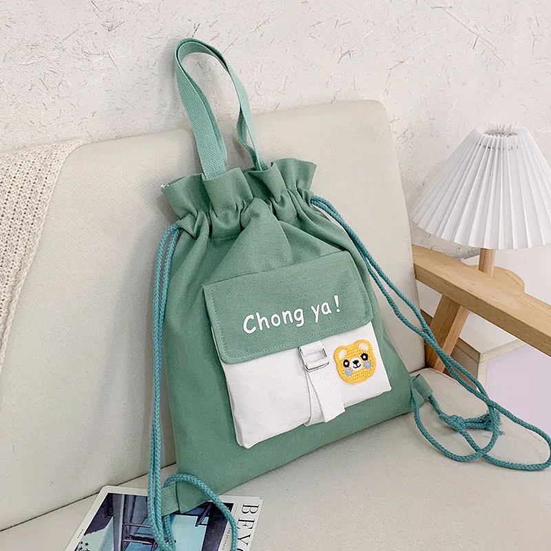 

Fashion Canvas Shoulder Bag Korean Casual Ladies Messenger Bag Hit Color Canvas Bag Multi-function Large Capacity Tuition Bag
