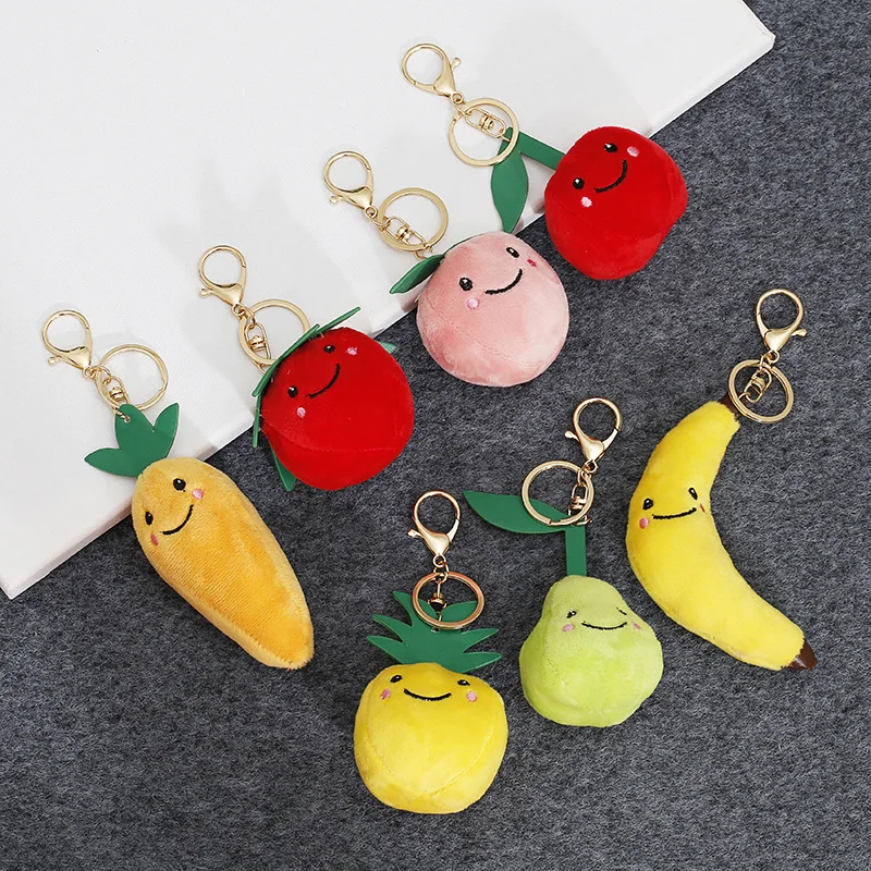 Фото Брелок для ключей с имитацией яблока банана груши клубники ананаса фруктов волос