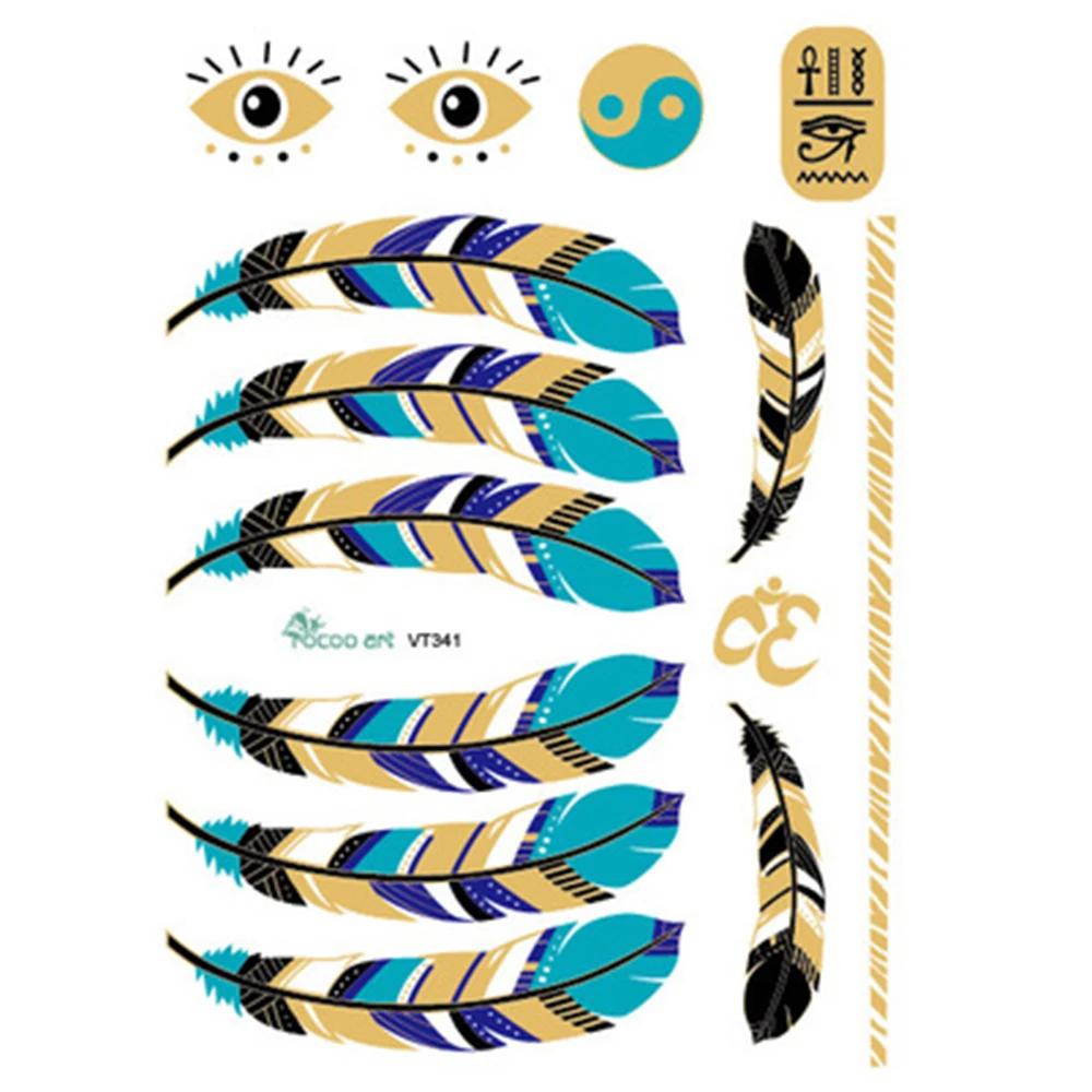 Металлическая вспышка водостойкая Татуировка золото серебро Женская мода хна