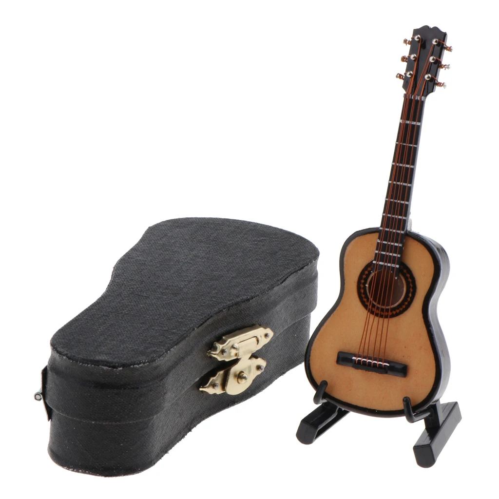 

1/12 Dollhouse Miniature Musical Instrument Guitar with Wooden Box &