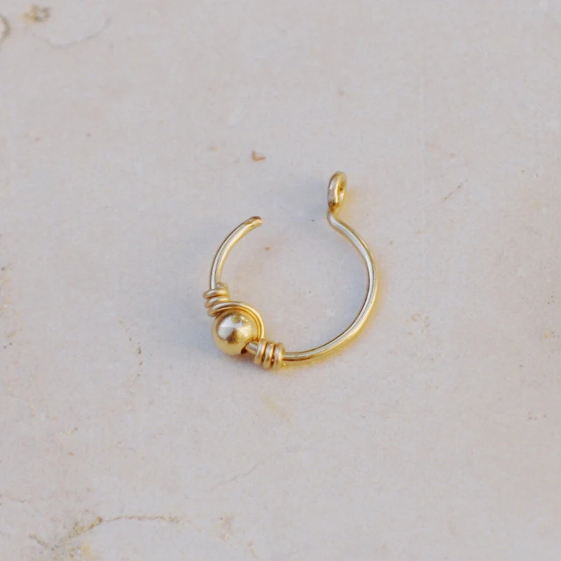 

Real Piercing Nose Ring Handmade Gold Filled/925 Silver Jewelry Punk Ring Charm Septum Hoop Jewelry Grillz Real Nose Ring
