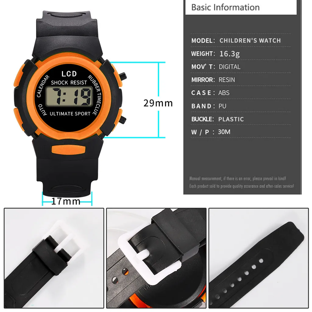Часы детские электронные водонепроницаемые спортивные аналоговые цифровые